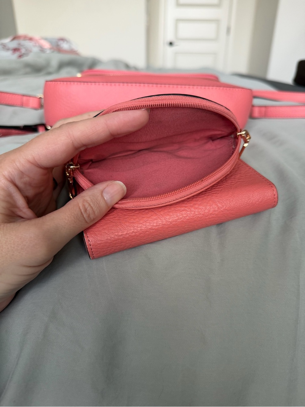 Poppy & Peonies Mini Downtown in Coral with matching Margaux wallet - Picture 11 of 13